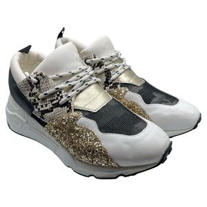 Steve Madden Cliff Women's Fashion Sneakers Faux Snake Skin and Glitter Size 9.5